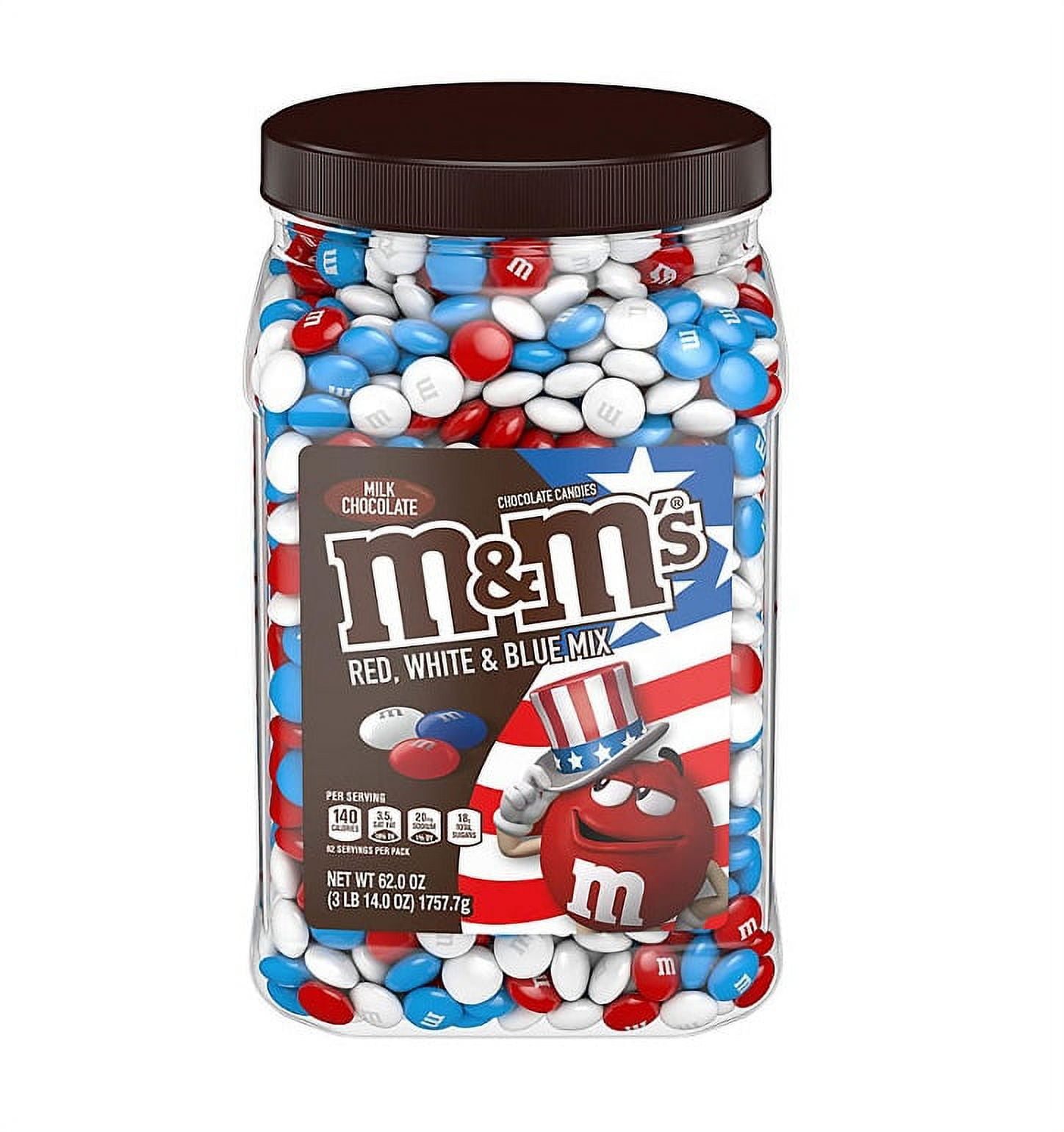 M&M's Red, White & Blue Patriotic Mix Peanut Chocolate Bulk Candy, 62 oz.