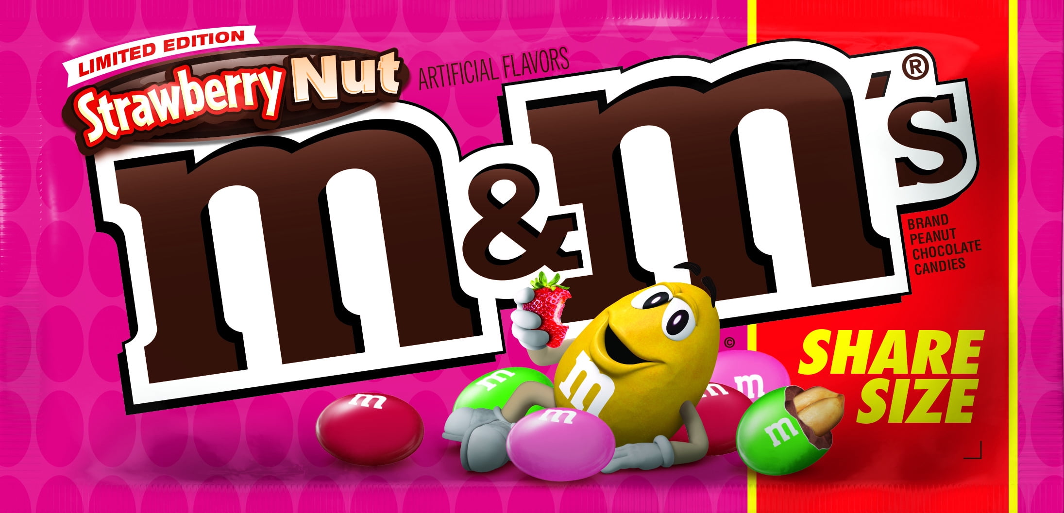 M&M'S Strawberry Nut Chocolate Candy Bag, 3.2 Ounce - Walmart.com