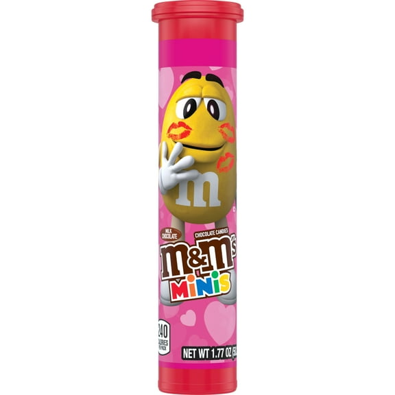 M&M'S Valentines Day Milk Chocolate Candies, MINIS Candy Valentine Tube - 1.77oz