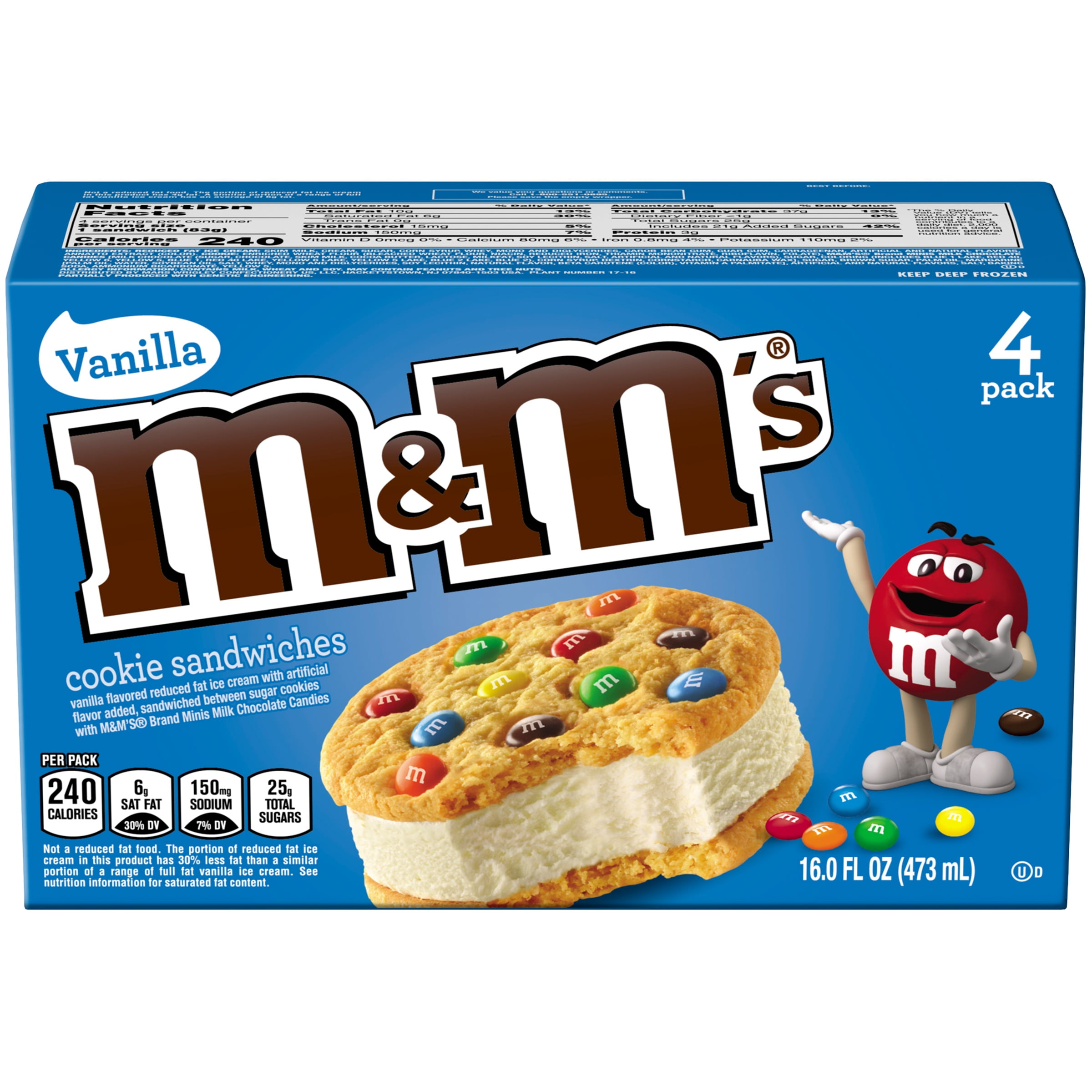 M&M'S Vanilla Cookie Ice Cream Sandwiches, 4 Pack