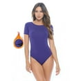 thumbnail image 1 of M&M SCRUBS Long Sleeve Turtle Neck Body Suit-Breathable Cotton Stretch Leotard(Purple, Small), 1 of 6