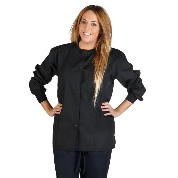 M&M SCRUBS Medical Scrub Jacket G102 (Black, X-Small)