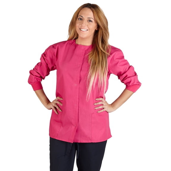 M&M SCRUBS Medical Scrub Jacket G102 (Hot Pink, Large)