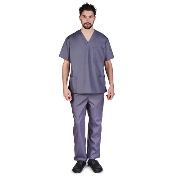 M&M SCRUBS Men Scrub Set, Men Medical Uniforms 102 (Charcoal, Large)