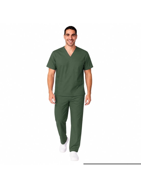 Men Scrub Set, Men Medical Uniforms 102 (Hunter Green, XX-Large)