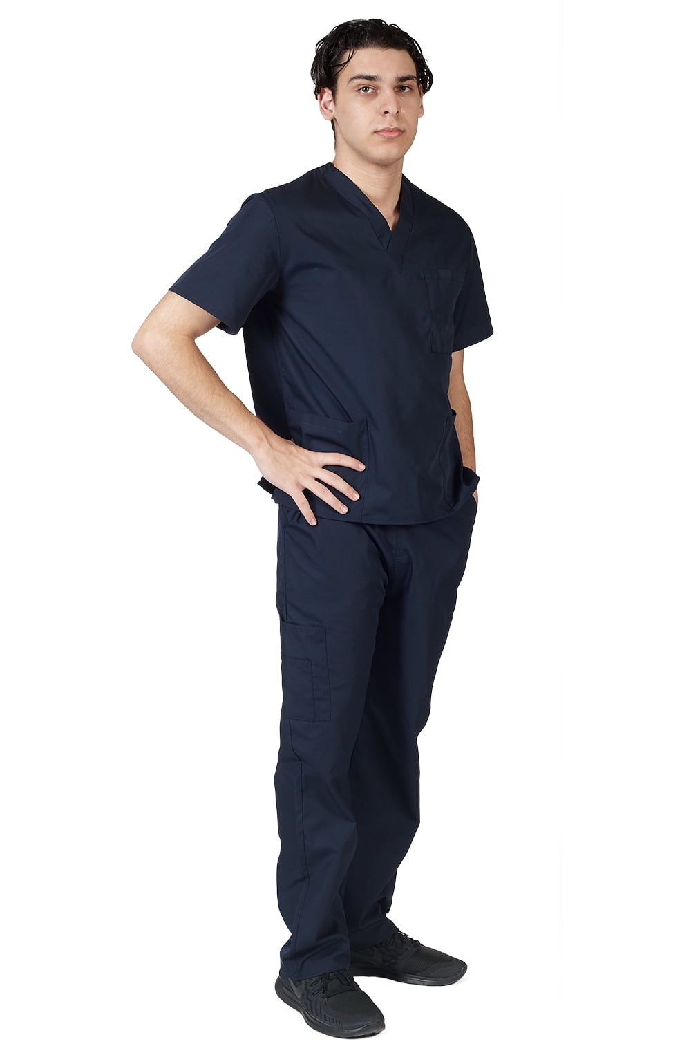 M&M SCRUBS Men Scrub Set, Men Medical Uniforms 102 (Navy Blue, Medium