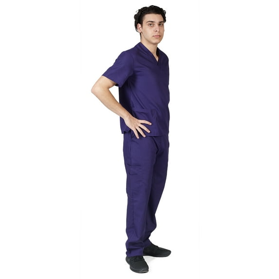 M&M SCRUBS Men Scrub Set, Men Medical Uniforms 102 (Purple, XXX-Large)