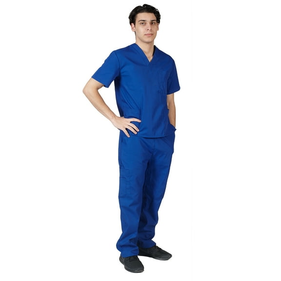 M&M SCRUBS Men Scrub Set, Men Medical Uniforms 102 (Royal Blue, Medium)