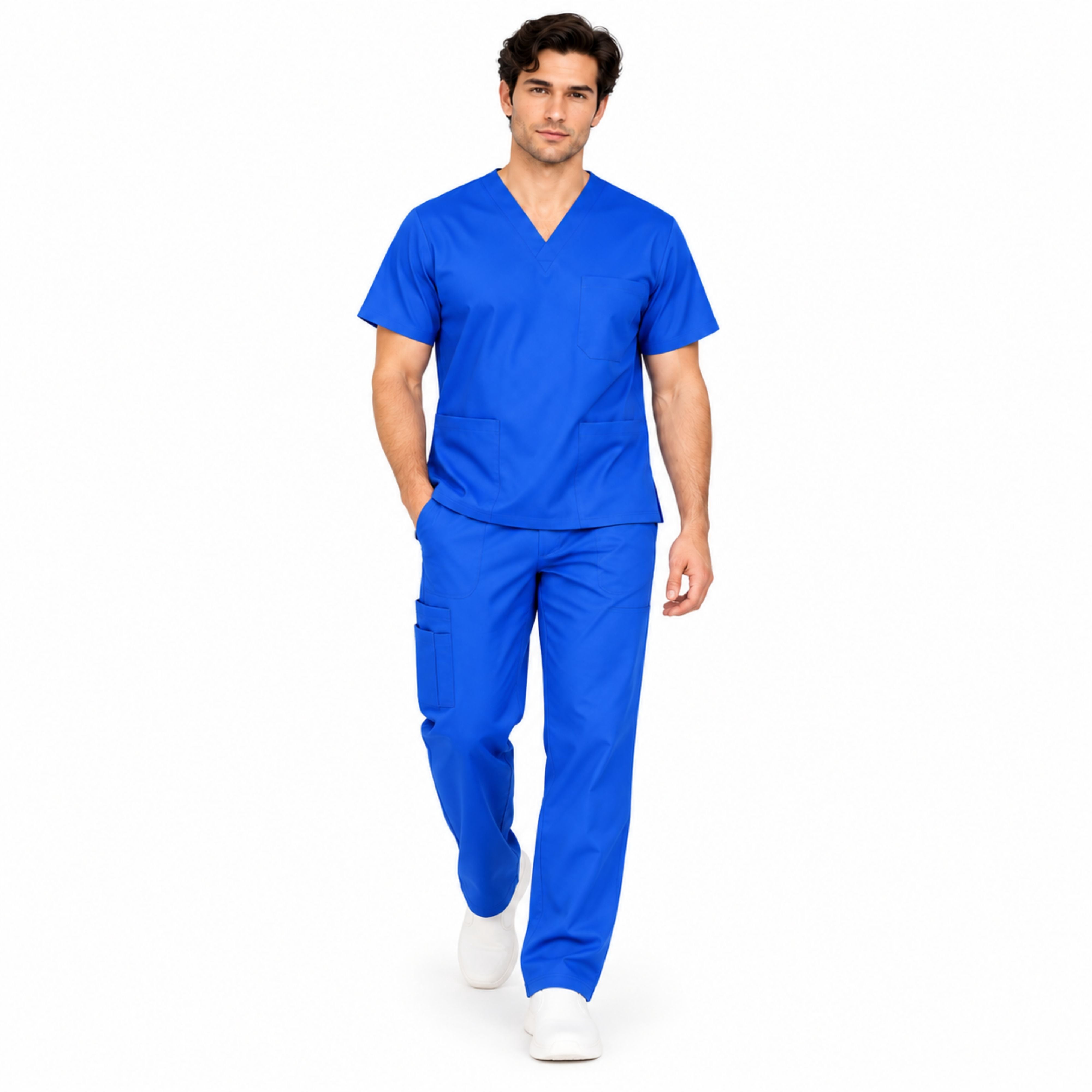M&M SCRUBS Men's Cargo Scrub Set, 8 Pockets, True Royal Blue, XS ...