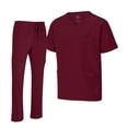 thumbnail image 1 of M&M SCRUBS Men's Scrub Set – Stretch V-Neck Multi-Pocket Mens Medical Uniform Scrubs Top & Cargo Pants (Burgundy, Large), 1 of 7