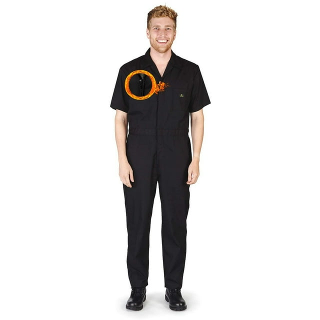 M&M Scrubs Short Sleeve Coverall, Black, Large (Men)