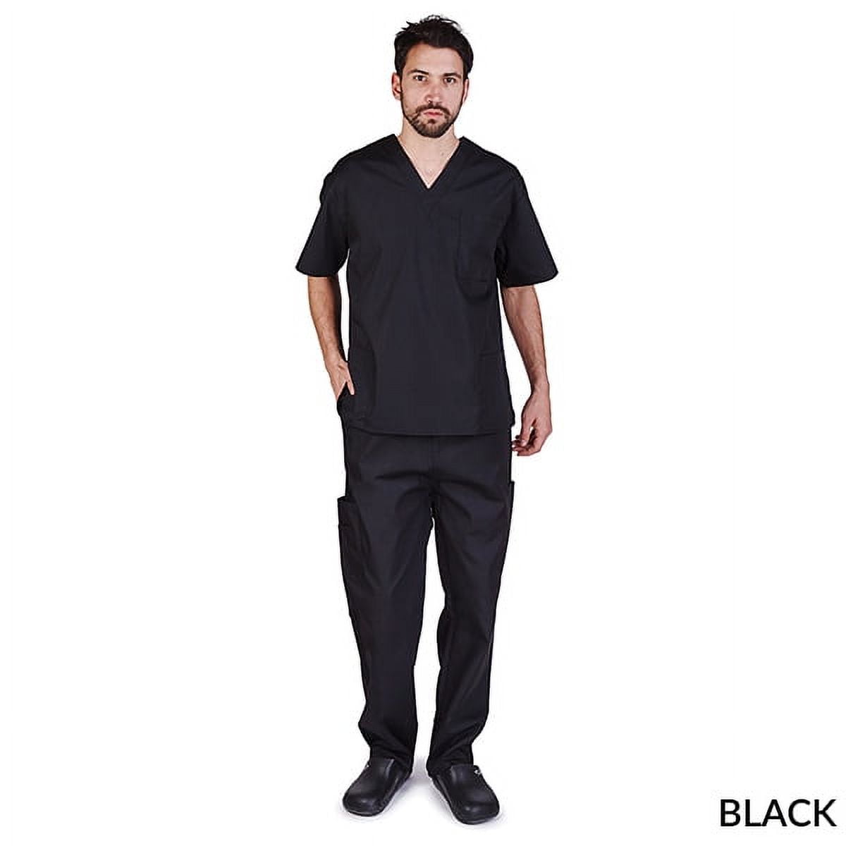 M&M SCRUBS Solid Men Scrub Set, Men Medical Uniforms 201 (BLACK