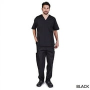 M&M SCRUBS Solid Men Scrub Set, Men Medical Uniforms 201- BLACK