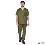 M&M SCRUBS Solid Men Scrub Set, Men Medical Uniforms 201- OLIVE