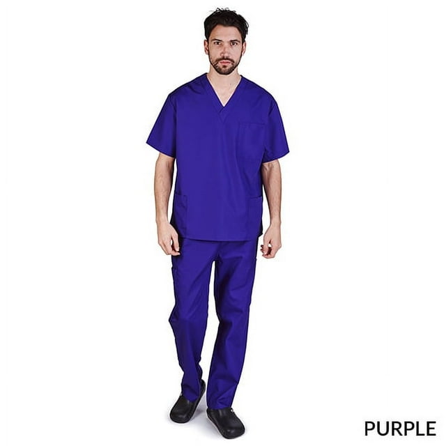 M&M SCRUBS Solid Men Scrub Set, Men Medical Uniforms 201- (PURPLE)