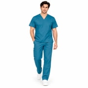 M&M SCRUBS Mens Cargo Scrub Set, 8 Pockets, Teal, S