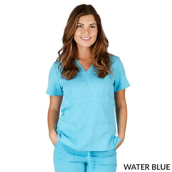 M&M SCRUBS -Super Soft Medical Scrub Top Premium Womans Junior Fit 3 Pocket Mock Wrap Top