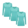 thumbnail image 1 of M&M SCRUBS V-Neck Women's Underscrub Tee Long Sleeve T-Shirt 3 PACK (Aqua, 3X-Large), 1 of 3