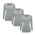 thumbnail image 1 of M&M SCRUBS V-Neck Women's Underscrub Tee Long Sleeve T-Shirt 3 PACK (Heater Charcoal, X-Large), 1 of 3