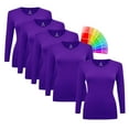 thumbnail image 1 of M&M SCRUBS V-Neck Women's Underscrub Tee Long Sleeve T-Shirt 5 PACK (Purple, 3X-Large), 1 of 3
