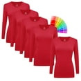thumbnail image 1 of M&M SCRUBS V-Neck Women's Underscrub Tee Long Sleeve T-Shirt 5 PACK (Red, 3X-Large), 1 of 3