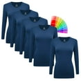 thumbnail image 1 of M&M SCRUBS V-Neck Women's Underscrub Tee Long Sleeve T-Shirt 5 PACK (True Navy Blue, Small), 1 of 3