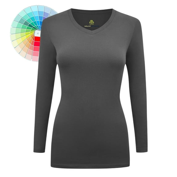 M&M SCRUBS V-Neck Women's Underscrub Tee Long Sleeve T-Shirt