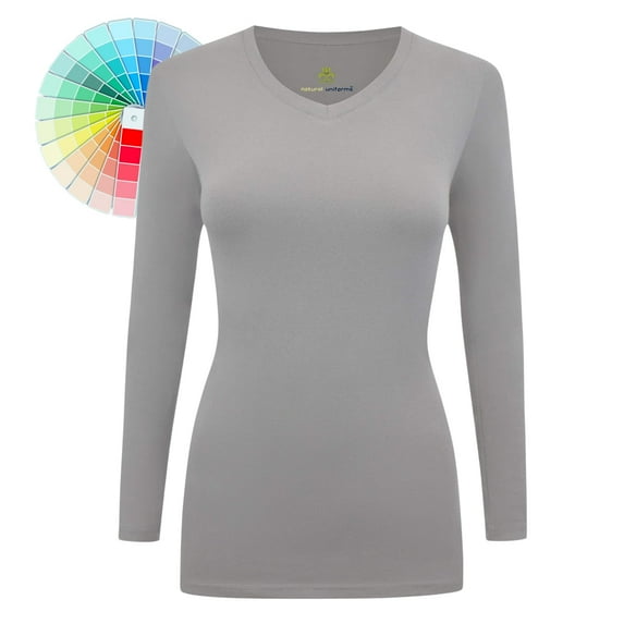 M&M SCRUBS V-Neck Women's Underscrub Tee Long Sleeve T-Shirt