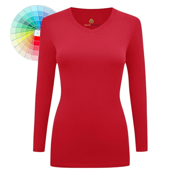 M&M SCRUBS V-Neck Women's Underscrub Tee Long Sleeve T-Shirt