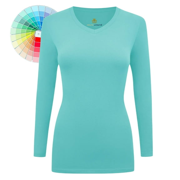 M&M SCRUBS V-Neck Women's Underscrub Tee Long Sleeve T-Shirt