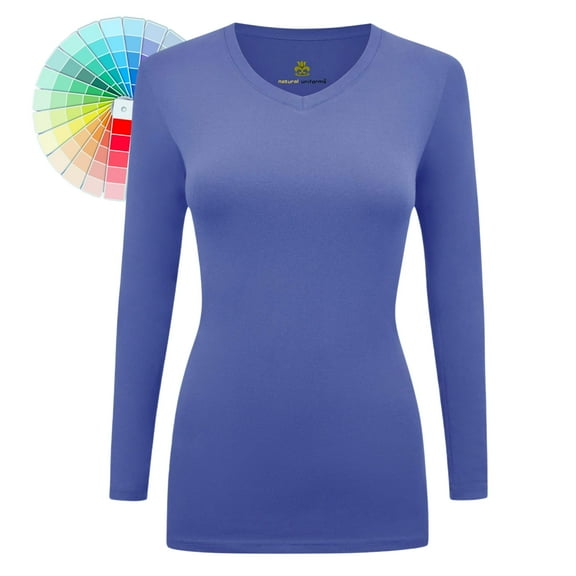 M&M SCRUBS V-Neck Women's Underscrub Tee Long Sleeve T-Shirt