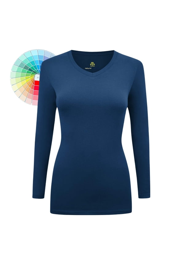 V-Neck Women's Underscrub Tee Long Sleeve T-Shirt