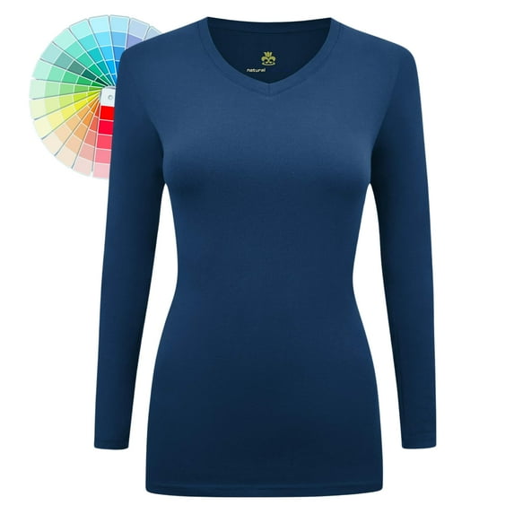 M&M SCRUBS V-Neck Women's Underscrub Tee Long Sleeve T-Shirt