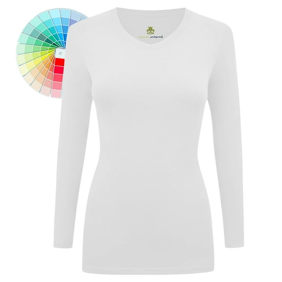 M&M SCRUBS V-Neck Women's Underscrub Tee Long Sleeve T-Shirt