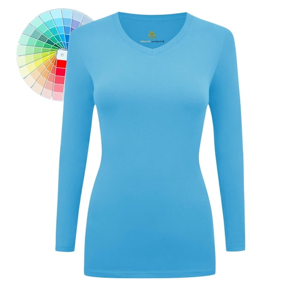 M&M SCRUBS V-Neck Women's Underscrub Tee Long Sleeve T-Shirt
