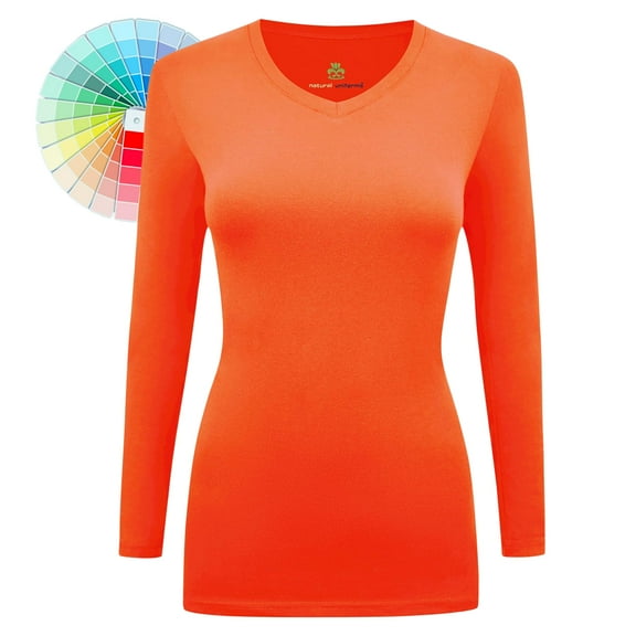 M&M SCRUBS V-Neck Women's Underscrub Tee Long Sleeve T-Shirt