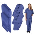 thumbnail image 1 of M&M SCRUBS Women Scrub Set V-Neck Medical Scrub Tops and Drawstring Pants - Pack of 12 Set (Ceil Blue, Large), 1 of 7