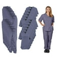 thumbnail image 1 of M&M SCRUBS Women Scrub Set V-Neck Medical Scrub Tops and Drawstring Pants - Pack of 12 Set (Pewter Charcoal, 4X-Large), 1 of 7