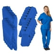 thumbnail image 1 of M&M SCRUBS Women Scrub Set V-Neck Medical Scrub Tops and Drawstring Pants - Pack of 12 Set (True Royal Blue, 3X-Large), 1 of 7