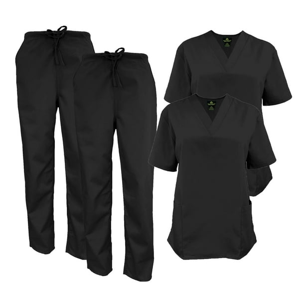 M&M SCRUBS Women Scrub Set VNeck Medical Scrub Tops and Drawstring
