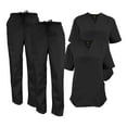 thumbnail image 1 of M&M SCRUBS Women Scrub Set V-Neck Medical Scrub Tops and Drawstring Pants - Pack of 2 Set (Black, Large), 1 of 7
