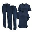 thumbnail image 1 of M&M SCRUBS Women Scrub Set V-Neck Medical Scrub Tops and Drawstring Pants - Pack of 2 Set (Dark Navy Blue, Small), 1 of 7