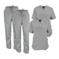 thumbnail image 1 of M&M SCRUBS Women Scrub Set V-Neck Medical Scrub Tops and Drawstring Pants - Pack of 2 Set (Grey, 5X-Large), 1 of 7
