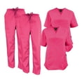 thumbnail image 1 of M&M SCRUBS Women Scrub Set V-Neck Medical Scrub Tops and Drawstring Pants - Pack of 2 Set (Hot Pink, XX-Large), 1 of 7