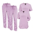 thumbnail image 1 of M&M SCRUBS Women Scrub Set V-Neck Medical Scrub Tops and Drawstring Pants - Pack of 2 Set (Lilac, Medium), 1 of 7