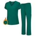 thumbnail image 1 of M&M SCRUBS Women's Breathable Cool Stretch Fabric Scrub Top and cargo Pant Set (True Hunter Green, Medium-Petite), 1 of 1