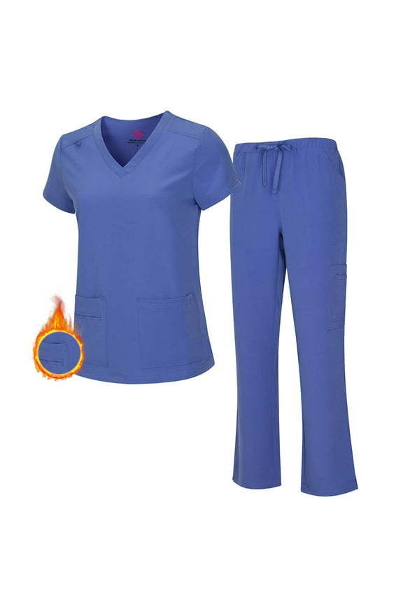 Women's Breathable Cool Stretch Fabric Scrub Top and cargo Pant Set