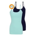 thumbnail image 1 of M&M SCRUBS Women's Camisole Cotton Stretch Slim-Fit Cami Soft and Breathable Undershirt with Adjustable Strap Tank Top Multi Pack of 2 (Aqua, True Navy Blue) X-Small, 1 of 1