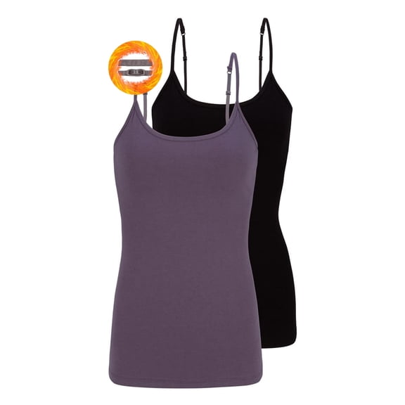 M&M SCRUBS Women's Camisole Cotton Stretch Slim-Fit Cami Soft and Breathable Undershirt with Adjustable Strap Tank Top Multi Pack of 2 (Charcoal, Black) Small