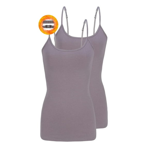 M&M SCRUBS Women's Camisole Cotton Stretch Slim-Fit Cami Soft and Breathable Undershirt with Adjustable Strap Tank Top Multi Pack of 2 (Grey) 2X-Large